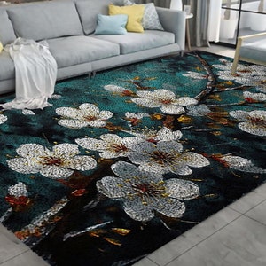 Beautiful Flowers Latch Hook Kits, Large Latch Hook Rug Kit for Adults Latch Hook Kits with Printed Canvas Christmas Decoration