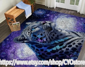 Starry Leopard Latch Hook Rug Kits Pre-Printed Canvas with Non-Slip Backing-All Materials Included