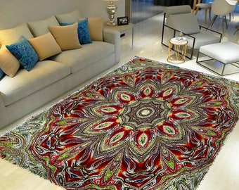 Floral Latch Hook Rug Kit: Red & Yellow Flowers, DIY Craft