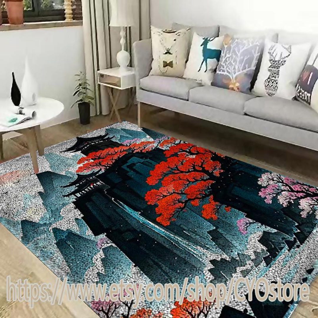 Japanese Latch Rug Red Leaf Latch Hook Rug Kit: Japanese Scenery, DIY Tapestry - Etsy