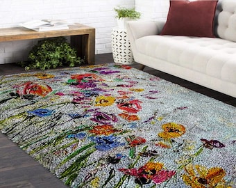 Coreopsis Latch Hook Kits, Large Latch Hook Rug Kit for Adults Latch Hook Kits with Printed Canvas Christmas  Decoration