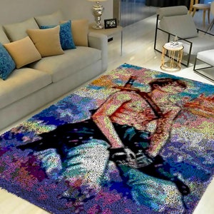 Kits de gancho de pestillo, kit de alfombra con gancho de pestillo grande para adultos Kits de gancho de pestillo con lienzo impreso Personajes de anime de dibujos animados Alfombra decorativa