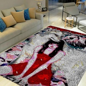 Kits de gancho de pestillo, kit de alfombra con gancho de pestillo grande para adultos Kits de gancho de pestillo con lienzo impreso Personajes de anime de dibujos animados Alfombra decorativa