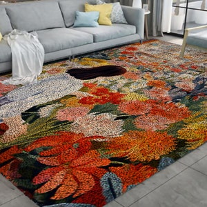 Latch Hook Kits, Large Latch Hook Rug Kit for Adults Latch Hook Kits with Printed Canvas Girl flower Decoration