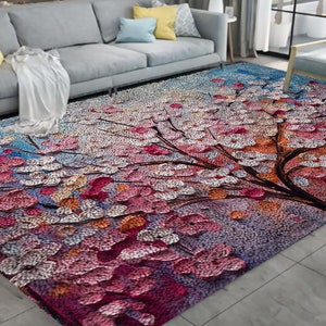 Floral Latch Hook Rug Kit: Pink & White Flowers, DIY Craft