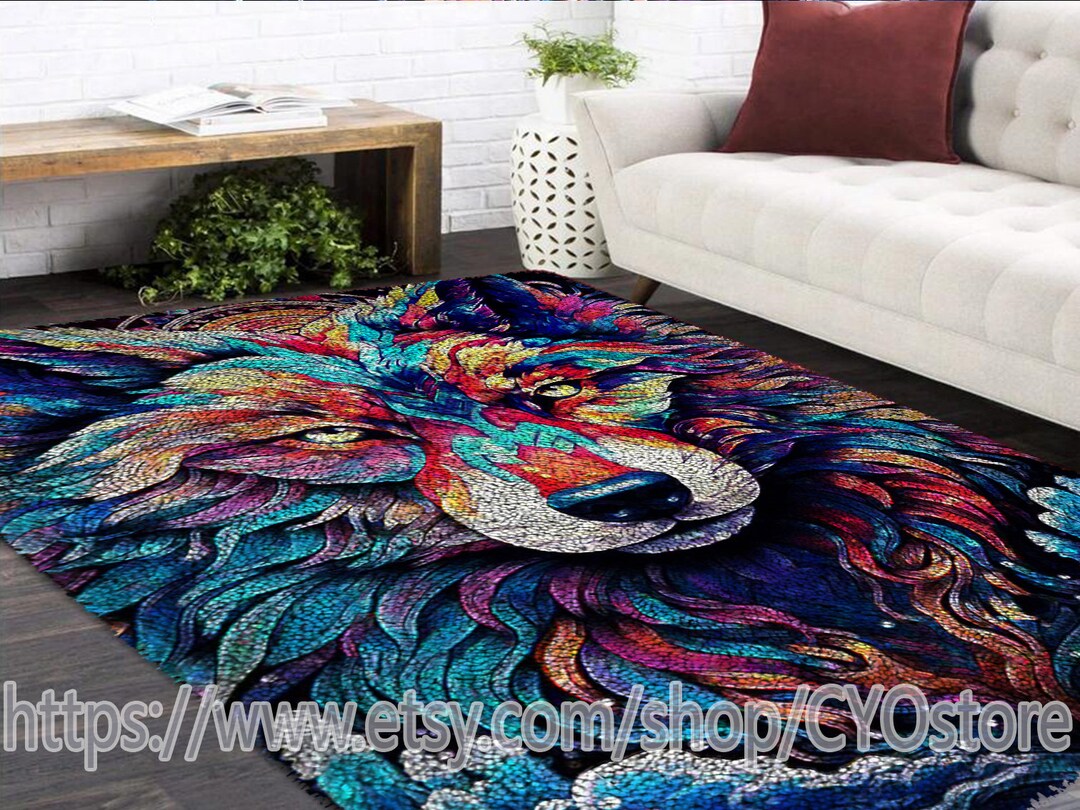 Deviantart Wolf Rug Wolf Latch Hook Rug Kit: Large Print Canvas, DIY Tapestry Carpet - Etsy