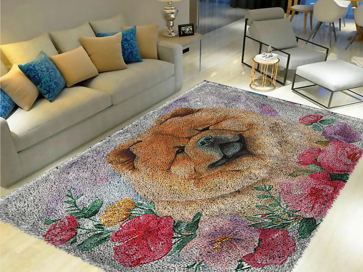 Latch Hook Kits, Large Latch Hook Rug Kit for Adults Latch Hook Kits with Printed Canvas Festivals Gifts Decoration Dog