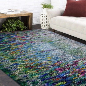 Floraler Teppich Knüpfteppich: Wandteppich zum Selbermachen, Teppich basteln mit bedruckter Leinwand