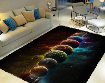 Planets Latch Hook Rug Kit: Large DIY Craft with Printed Canvas