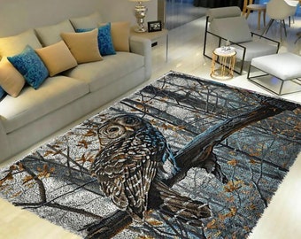 Latch Hook Kits, Large Latch Hook Rug Kit for Adults Latch Hook Kits with Printed Canvas Forest owl Decoration