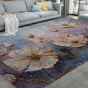 Beautiful Flowers Latch Hook Kits, Large Latch Hook Rug Kit for Adults Latch Hook Kits with Printed Canvas Christmas Decoration