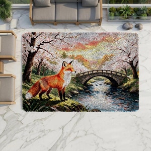 Fox Starter Floor Decor Latch Hook Kit, All Accessories Included, Cute Housewarming Present