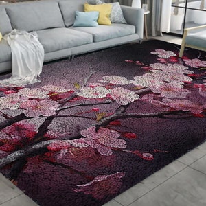 Beautiful Flowers Latch Hook Kits, Large Latch Hook Rug Kit for Adults Latch Hook Kits with Printed Canvas Christmas Decoration