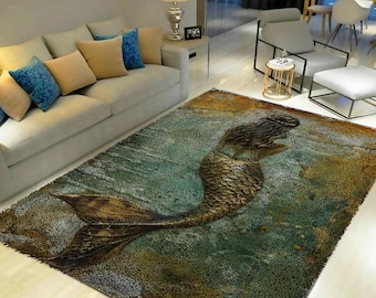 Mermaid Latch Hook Rug Kit: DIY Tapestry Carpet Craft