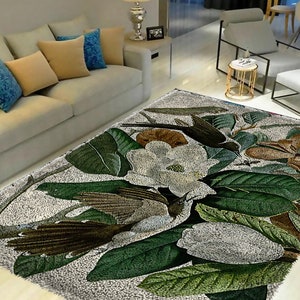 Birds and Flowers Latch Hook Kits, Large Latch Hook Rug Kit for Adults Latch Hook Kits with Printed Canvas Christmas Decoration