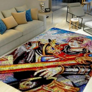 Latch Hook Kits, Large Latch Hook Rug Kit for Adults Latch Hook Kits with Printed Canvas Cartoon anime characters Decoration Carpet
