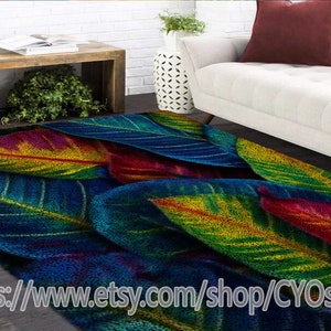 Latch Hook Kits, Large Latch Hook Rug Kit for Adults Latch Hook Kits with Printed Canvas Colorful leaves Decoration