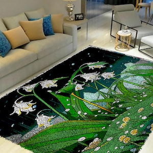 Latch Hook Kits, Large Latch Hook Rug Kit for Adults Latch Hook Kits with Printed Canvas White flower Decoration