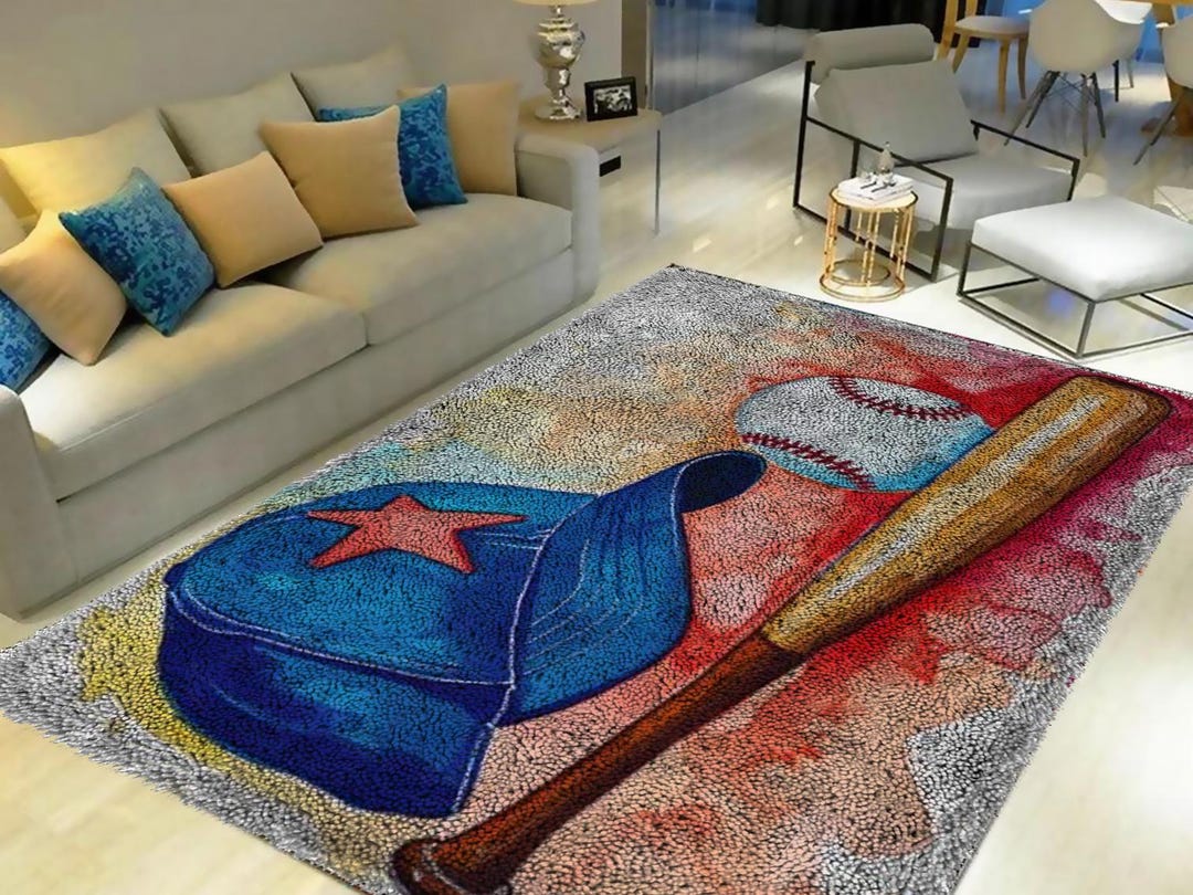 Baseball Latch Hook Rug Kit: DIY Carpet, Tapestry (semi-finished) - Etsy