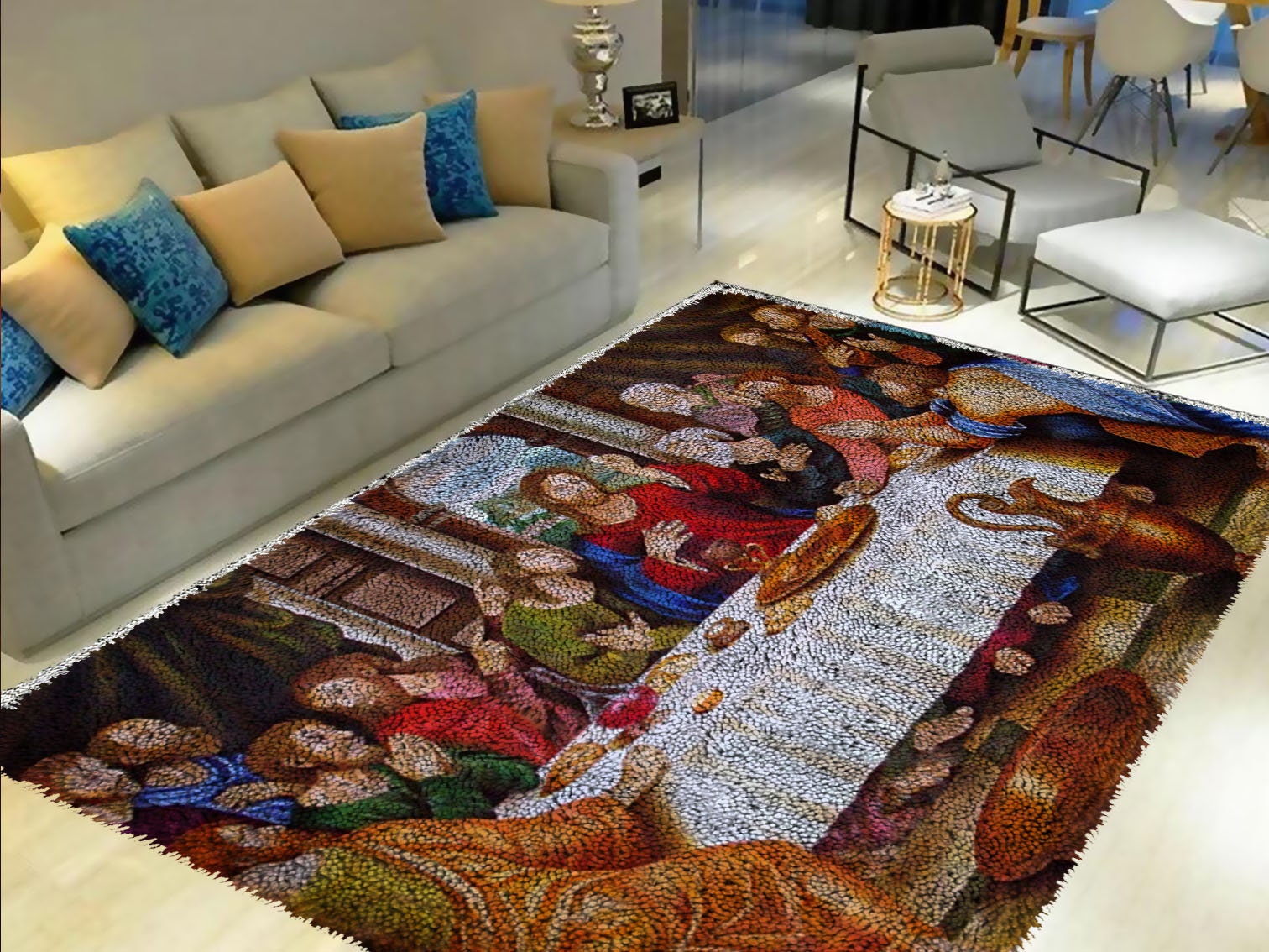 Latch Hook Kits, Large Latch Hook Rug Kit for Adults Latch Hook Kits with Printed Canvas The Best Dinner Decoration