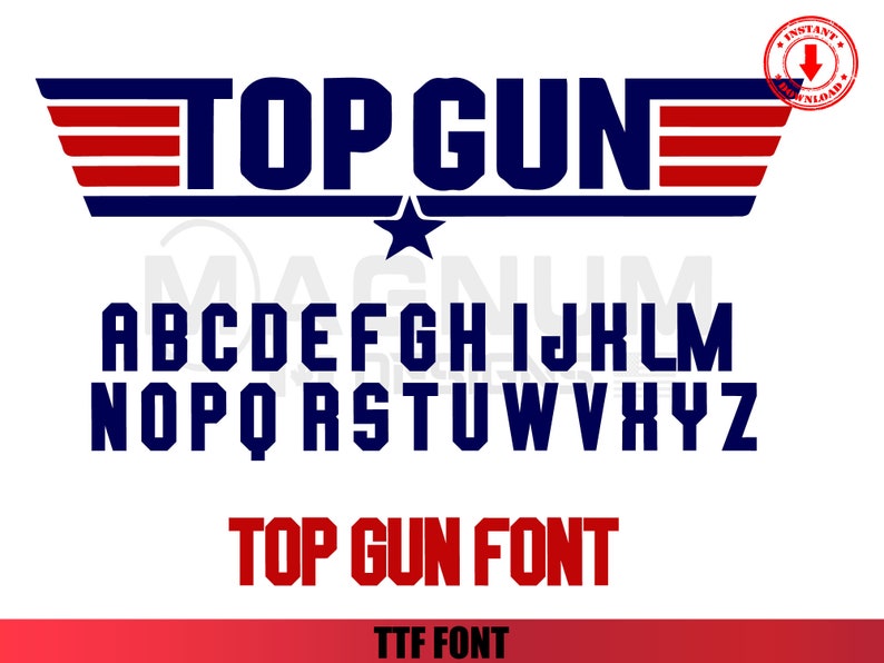 Top Gun Font Set FONT Onlyalphabet Top Gun Letters Top Gun Etsy