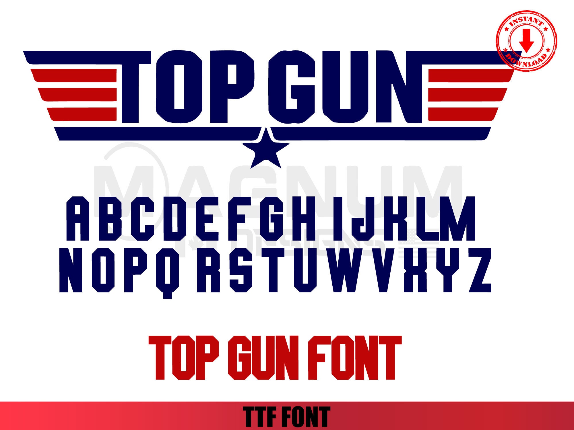 Top Gun Font Set FONT Top Gun Letters Top Gun - Etsy