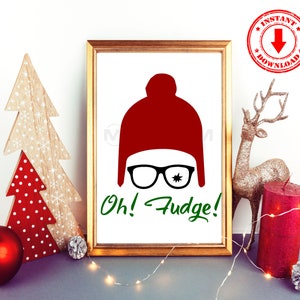 Weihnachtsgeschichte Design Oh Fudge Lustig schwören unhöfliches Zitat Weihnachten Sublimation SVG PNG EPS Pdf T-Shirt Becher Tasche kommerzielle Grafik-Download