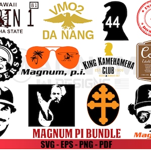 Magnum PI Design Bundle Sublimation SVG Png Eps Pdf Digital Series TV Show Higgins T-shirt Mug Bag Case Commercial Graphic Instant Download