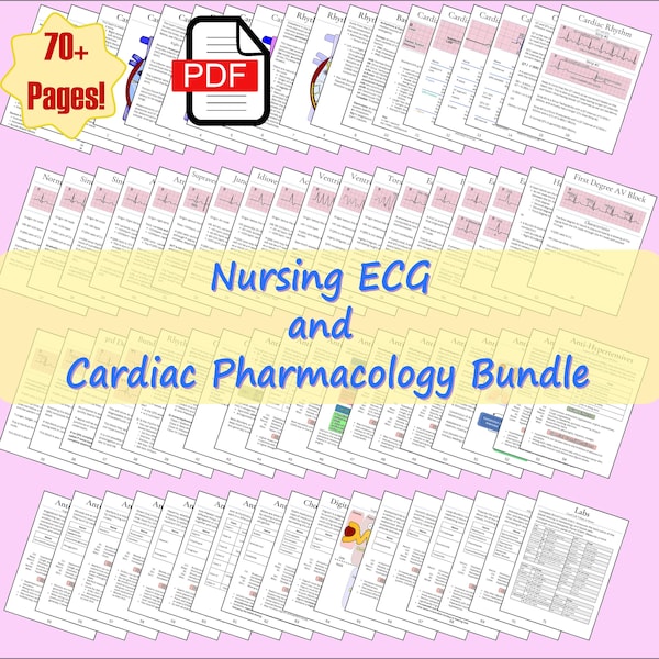 Digital ECG and Cardiac Pharmacology Guide. Heart Rhythm, Education, Nurse, RN, LPN, Student Nurse, Nursing Student.