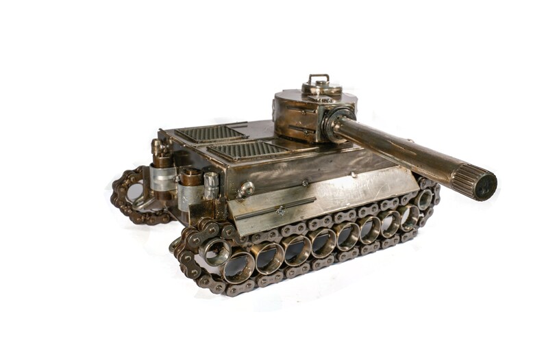 Large Tiger Tank Metal Sculpture Made From Recycled Metal Parts Etsy
