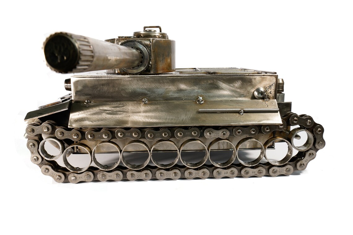 Large Tiger Tank Metal Sculpture Made From Recycled Metal Etsy