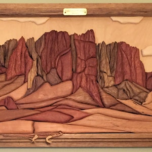Intarsia Superstition Mountains - Wood Art - Wall Art