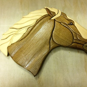 Intarsia Mustang - Wood Art - Wall Aty