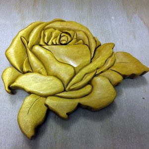 Intarsia Rose - wood Art - Wall Art