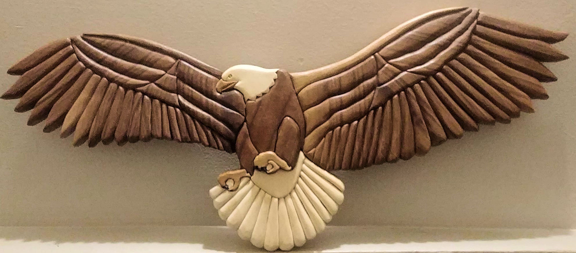 Intarsia Bald Eagle Wood Art Wall Art Etsy