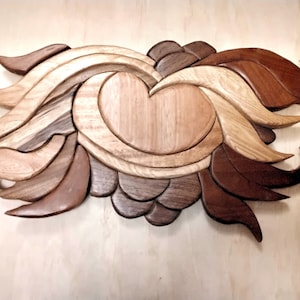 Intarsia Abstract Heart - Wood Art - Wall Art