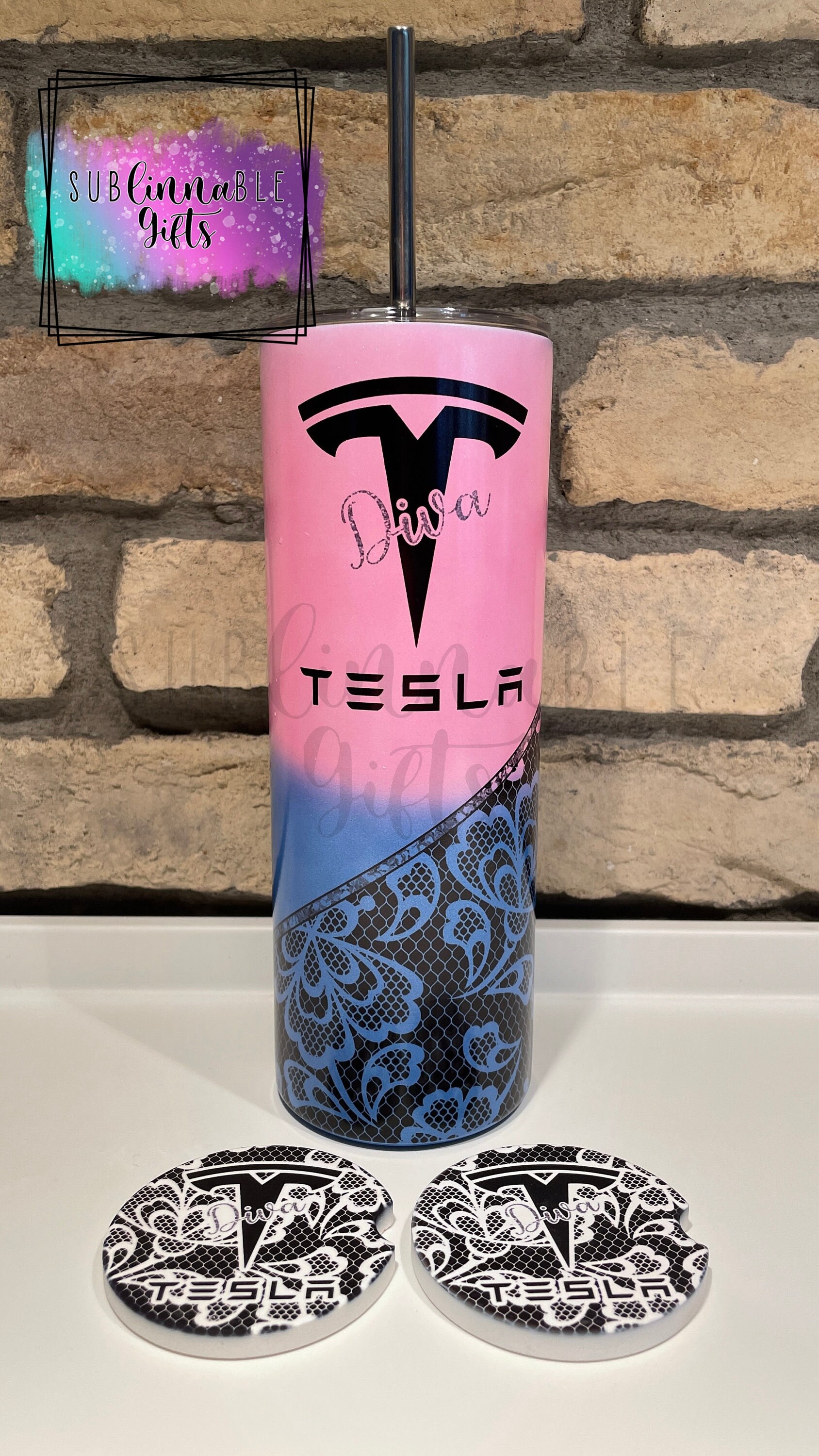 Tesla Diva/Tesla Color Changing Blue to Pink 20oz Tumbler
