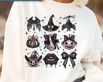 Coqueta Halloween PNG, Diseño de camiseta vintage espeluznante (Descarga digital)