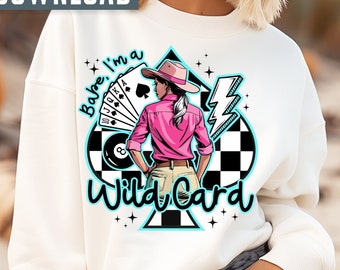 Wild Card Cowgirl PNG, Western-Shirt Design (digitaler Download)