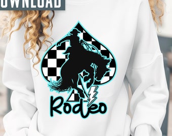 Vintage Rodeo Cowboy PNG, Checkered Print (Digital Download)