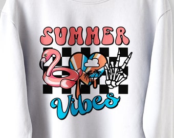 Retro Summer Vibes PNG, Trendy Sublimation Design (Digital Download)