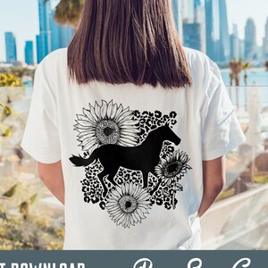 Caballo floral SVG, clipart de caballo girasol (descarga digital)