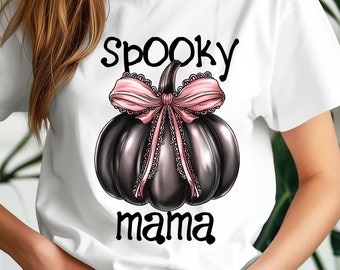Spooky Mama Pumpkin PNG, Coquette Halloween (Download Digital)