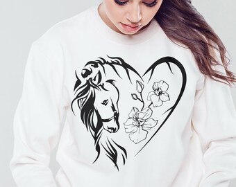 Floral Horse SVG, Horse with Heart Vector Bundle (Digital Download)