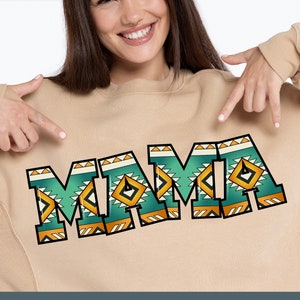 Aztec Mama png digital download design, Western png , Mama university font png, Aztec pattern mama png, mama png, digital download