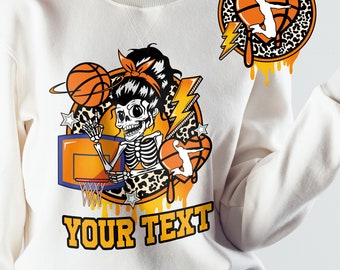 Leopard Basketball Mom Skeleton PNG, Funny Sublimation Design (Digital Download)
