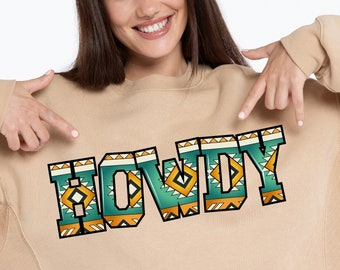 Aztec Howdy PNG Design, Retro Western Font (Digital Download)