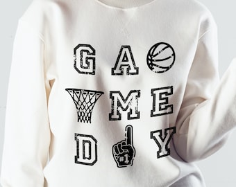 Retro Basketball Game Day SVG PNG File, Distressed Fan Download