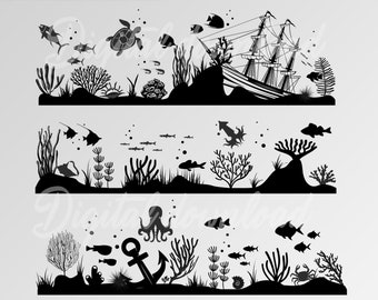 Sea Scene SVG, Underwater World, Aquarium Landscape (Digital Download)
