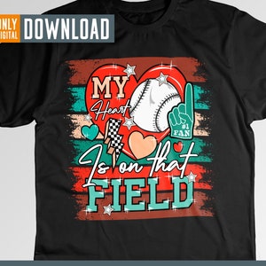 Retro My heart is on that Field Baseball png, Baseball png, Baseball clipart,  Baseball mom png, png, digital download